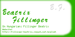 beatrix fillinger business card